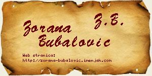 Zorana Bubalović vizit kartica